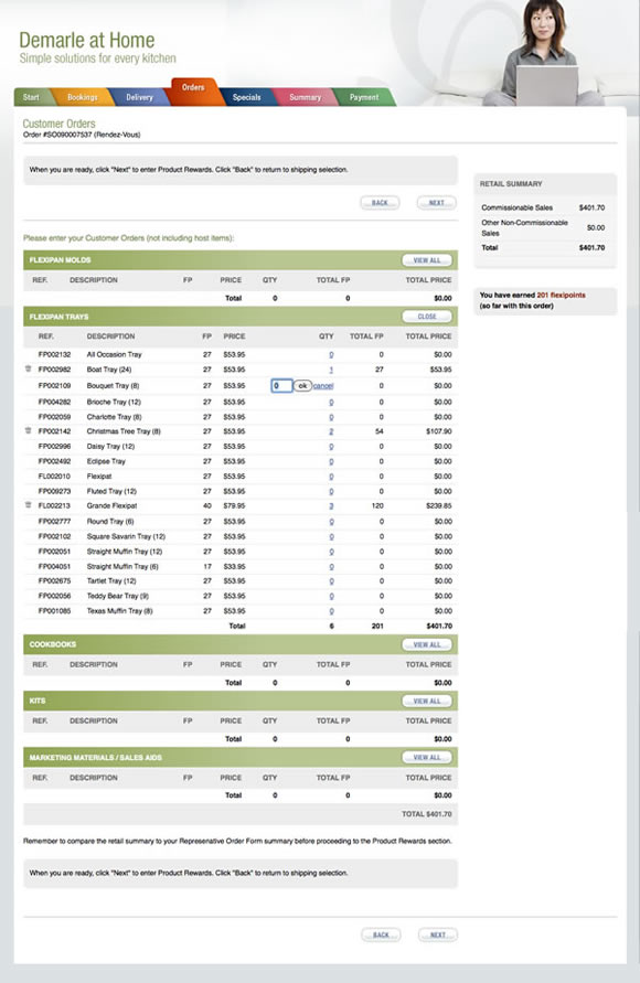 Demarle at Home Sales Ordering